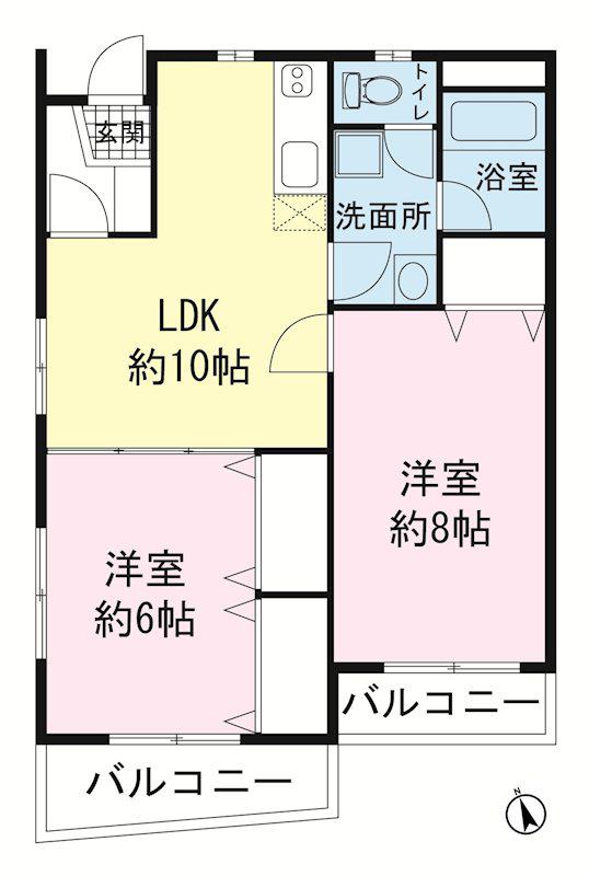 ヴィブレ御宿台(2LDK/3階)の間取り写真