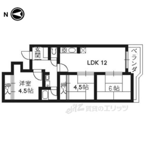 ファミリオ奥ノ坊(3LDK/4階)の間取り写真