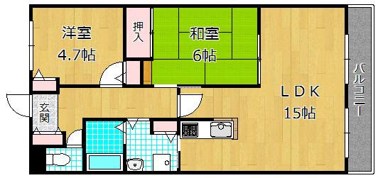 レオン友田(2LDK/3階)の間取り写真