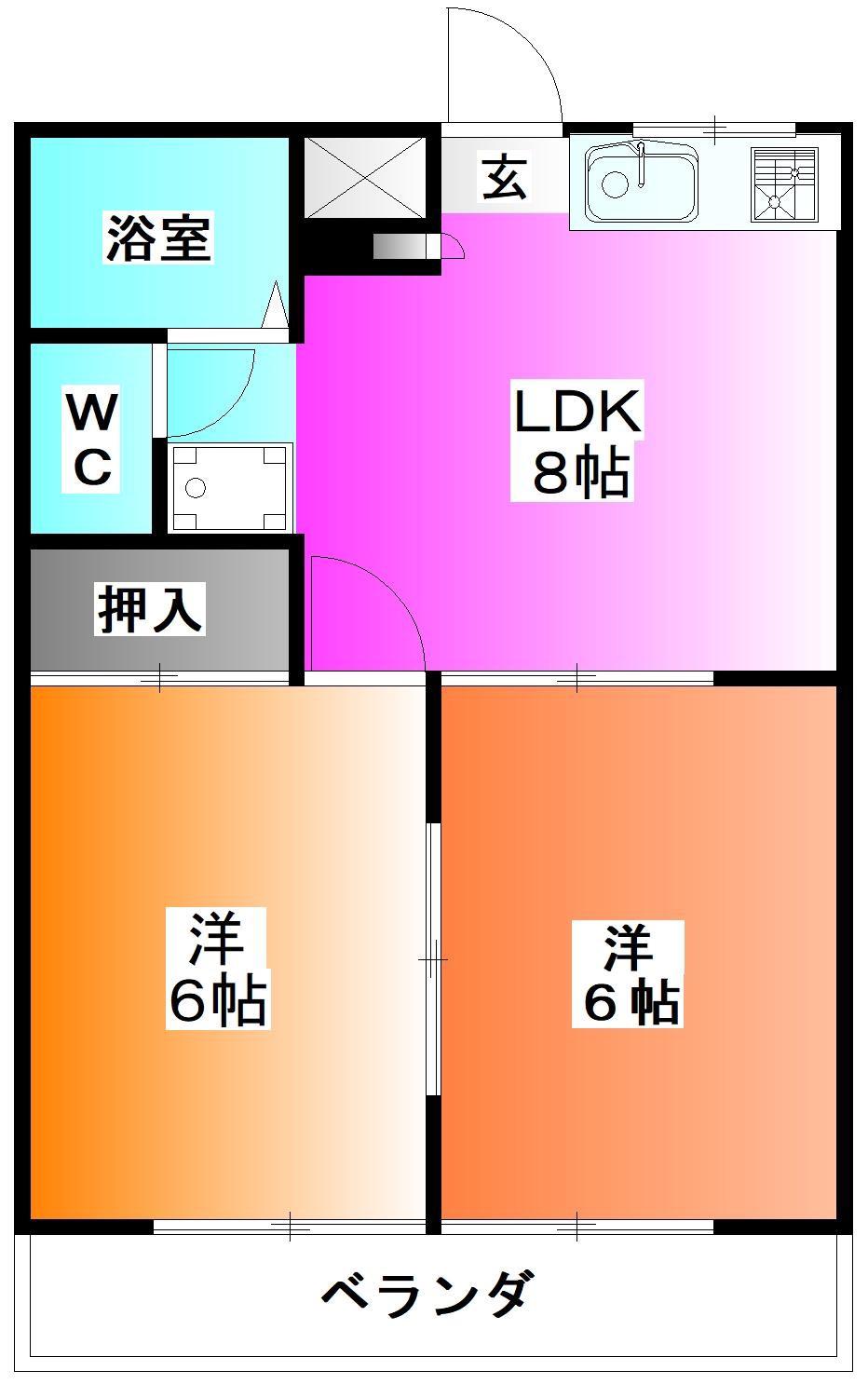 メゾン アルモニー(2LDK/2階)の間取り写真