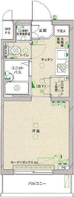ルーブル芦花公園(1K/2階)の間取り写真