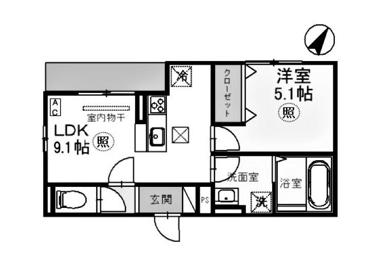 フルール花隈(1LDK/3階)の間取り写真