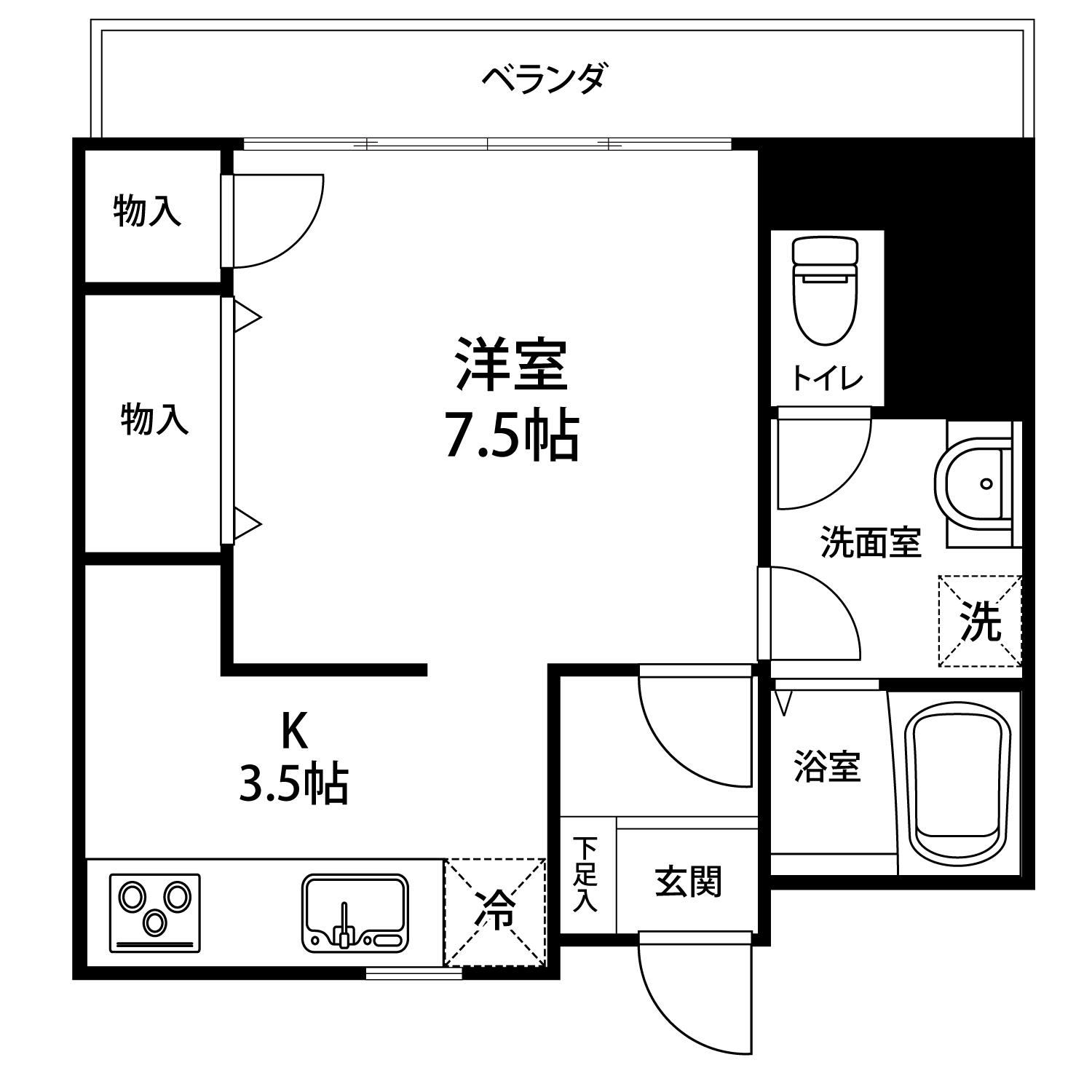 第二直江ビル(1K/5階)の間取り写真
