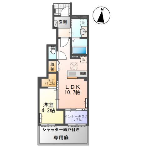 イグナスI(1LDK/1階)の間取り写真
