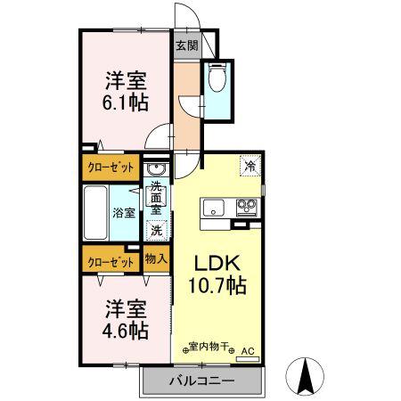 エスポワールA(2LDK/1階)の間取り写真