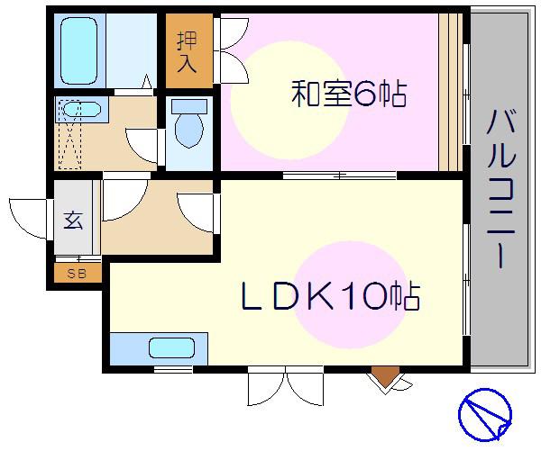 コンディエゴ(1LDK/3階)の間取り写真