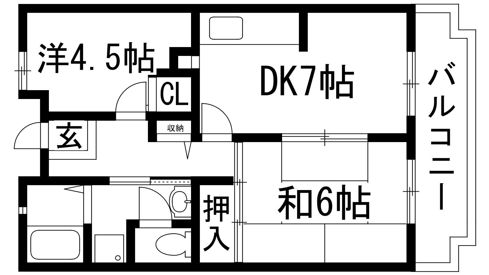 アルビス寺本7号棟(2DK/4階)の間取り写真
