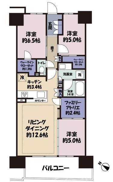 つくばグランヴィラ(3SLDK/5階)の間取り写真