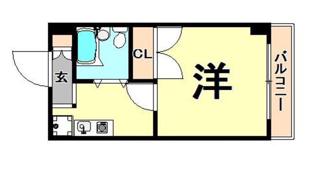 メゾンスリーエイト園田(1K/3階)の間取り写真