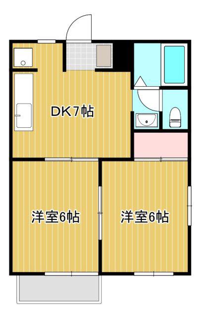 コーポ下石田III(2DK/2階)の間取り写真
