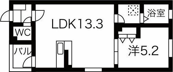 TRY II 柳川(1LDK/1階)の間取り写真