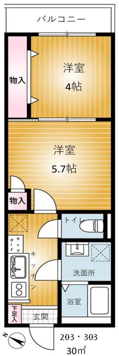 REVENE小倉(2K/3階)の間取り写真