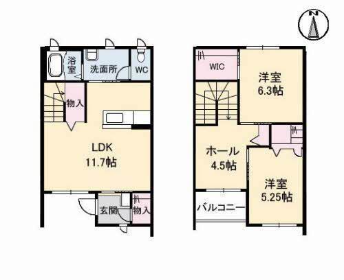 SHAMAISON水呑(2LDK/1階)の間取り写真