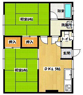 メイプルハイム(2DK/1階)の間取り写真