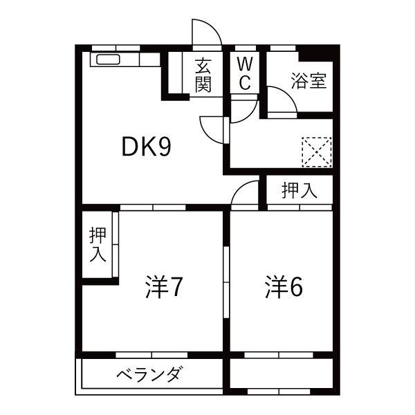 プランドゥ御花前(2DK/1階)の間取り写真