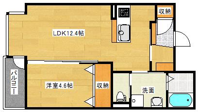 サンライズ京橋(1LDK/3階)の間取り写真