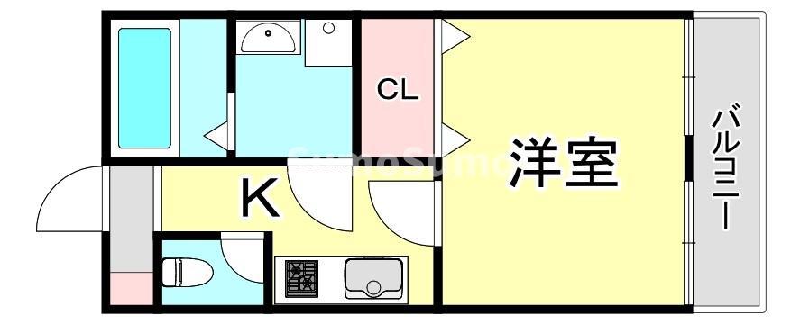 ワコーレヴィアノ須磨関守(1K/2階)の間取り写真