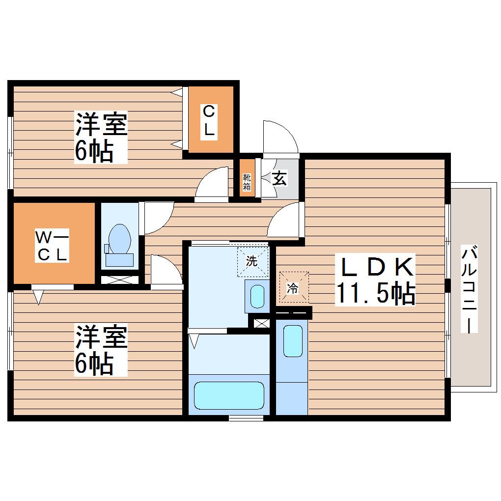 シェレンバーム(2LDK/3階)の間取り写真