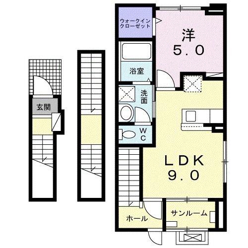 シャ ティグレ(1LDK/3階)の間取り写真