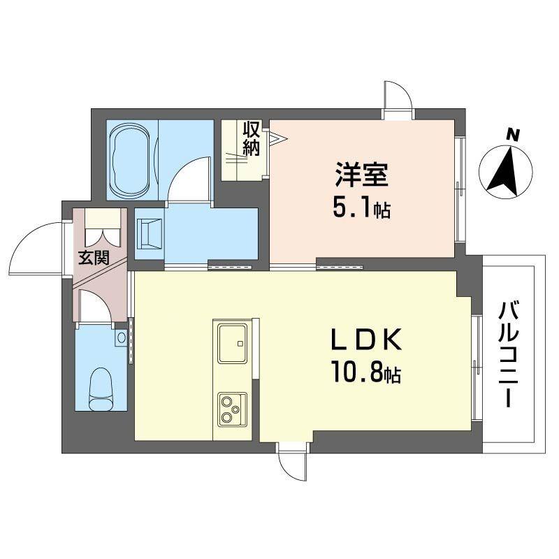 ベルフィオーレ かむろ坂(1LDK/3階)の間取り写真