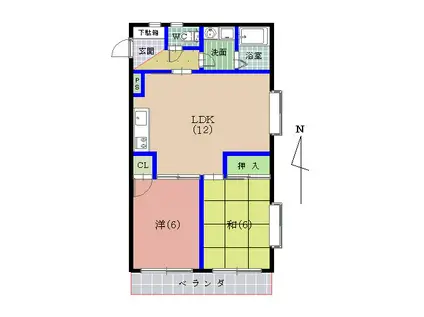 サンテラス御幸(2LDK/1階)の間取り写真
