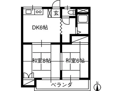 ローズガーデン敷島(2DK/3階)の間取り写真
