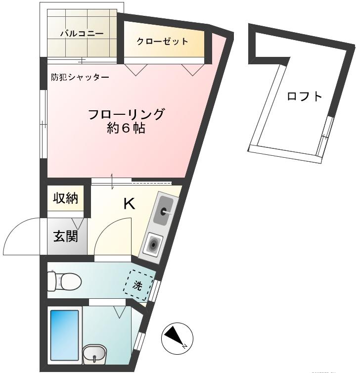 ヴァンベール(1K/2階)の間取り写真