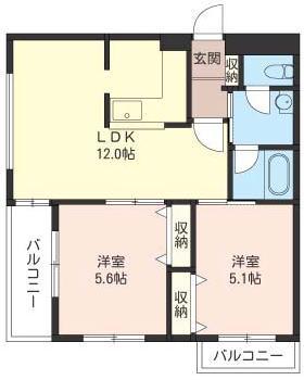 VALLEY・S(2LDK/2階)の間取り写真