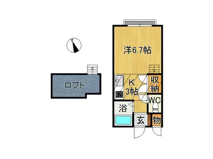 アップル石栄3(1K/2階)の間取り写真