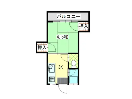 ひまわり荘(1K/2階)の間取り写真