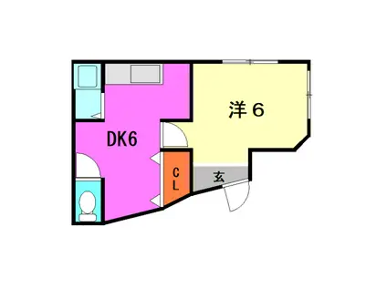 猪名寺1丁目文化(1DK/1階)の間取り写真