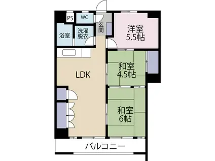 エスコートいさむII(3LDK/5階)の間取り写真