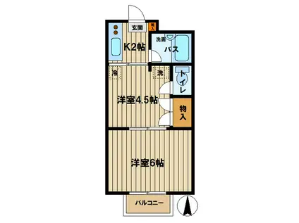 ロジュマン成田(2K/2階)の間取り写真