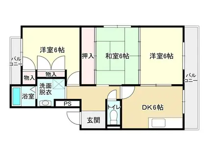 タニガシラハイツ(3DK/5階)の間取り写真