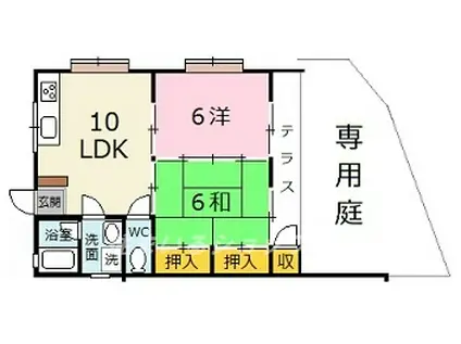 クラオカハイツA(2LDK/1階)の間取り写真