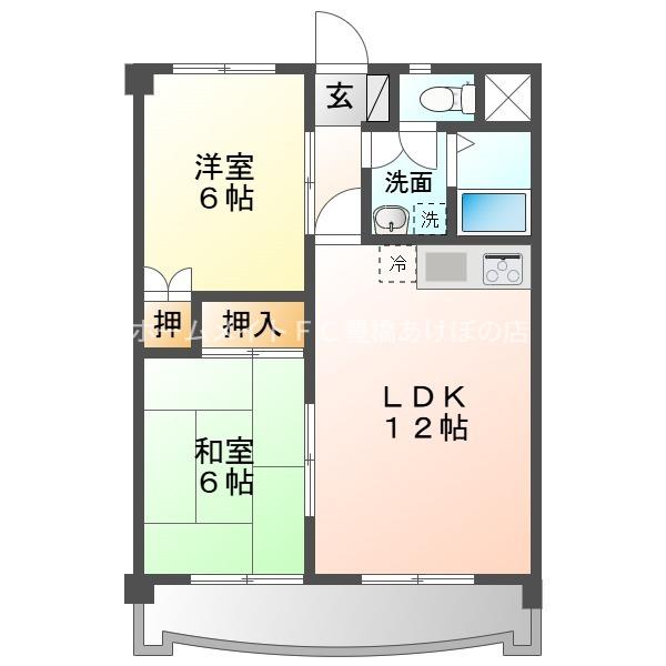 フィオーレ豊橋(2LDK/6階)の間取り写真