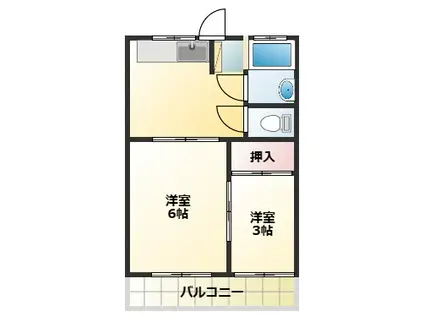 第1コーポマル光(2K/1階)の間取り写真