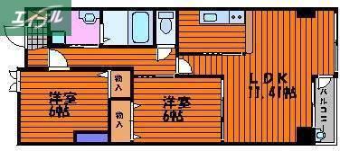 山陽マンション(2LDK/1階)の間取り写真
