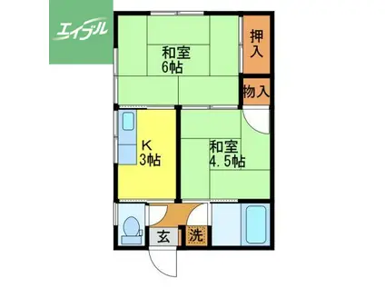 愛宕ヒルズ(2K/2階)の間取り写真