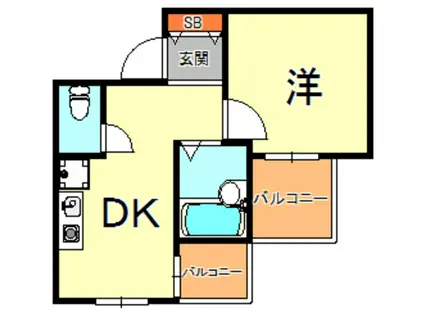 アメニティ東神戸4番館(1DK/3階)の間取り写真