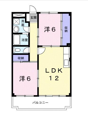 グレイス小山A棟(2LDK/1階)の間取り写真