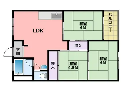 甲子園第8コーポラス B棟(3DK/6階)の間取り写真