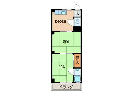 富士マンション(2DK/4階)の間取り写真