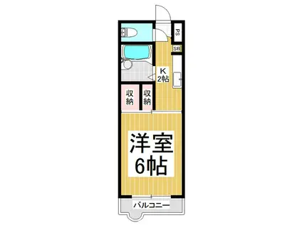 ドムス・ミワ東館(1K/2階)の間取り写真