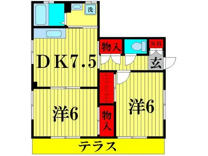 ドエルお花茶屋(2DK/1階)の間取り写真