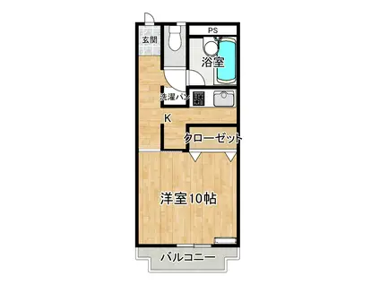 ハピネスカワグチ(1K/3階)の間取り写真