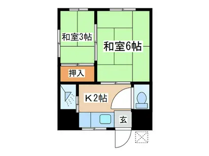前田荘(2K/2階)の間取り写真
