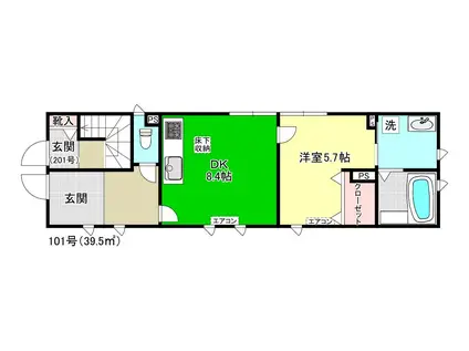 580 ハイツIMOTO II(1DK/1階)の間取り写真