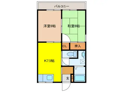 セジュール赤松(2DK/1階)の間取り写真