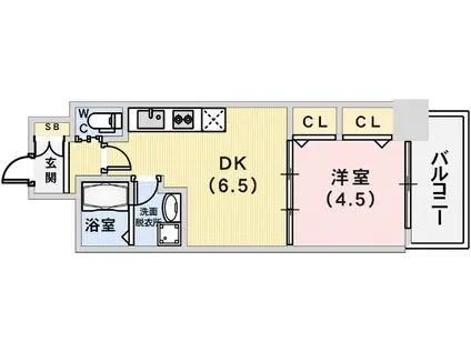 エステムコート三宮駅前IIアデシオン(1DK/12階)の間取り写真